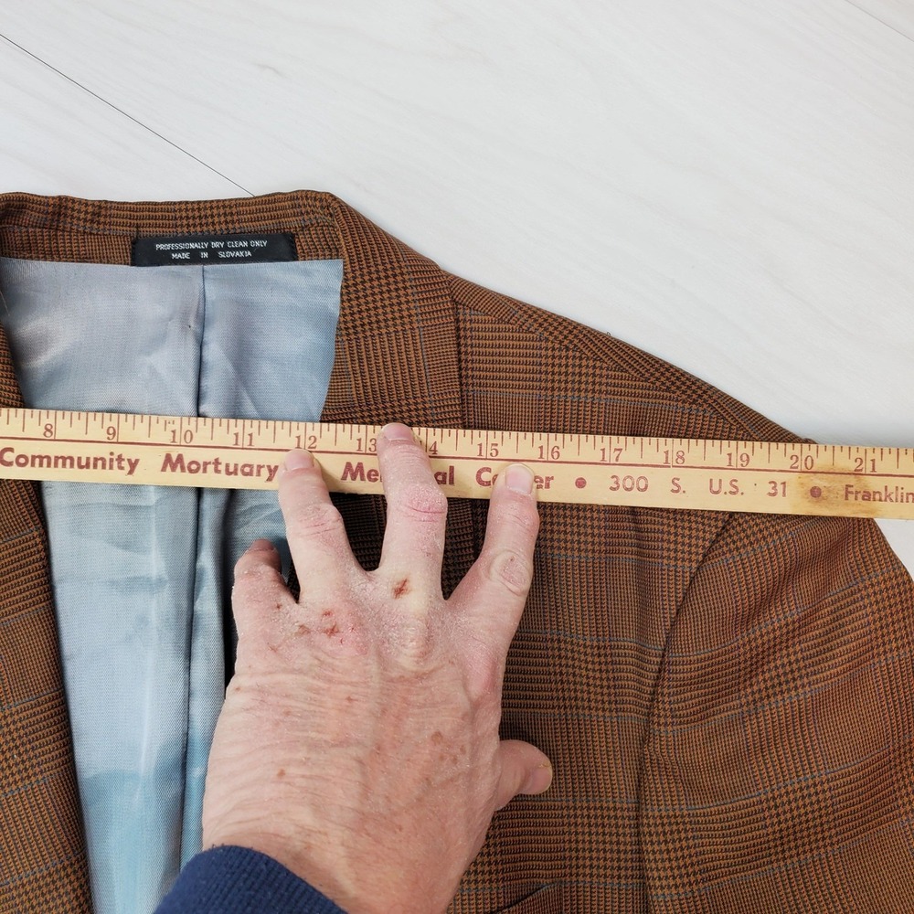 Paul Rodon Couture Zeidler & Zeidler Brown Glen Plaid Wool Blazer 42R Slovakia - Picture 10 of 13